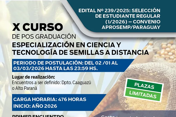 Curso de Pos Graduación: Especialización en Ciencia y Tecnología de Semillas a Distancia